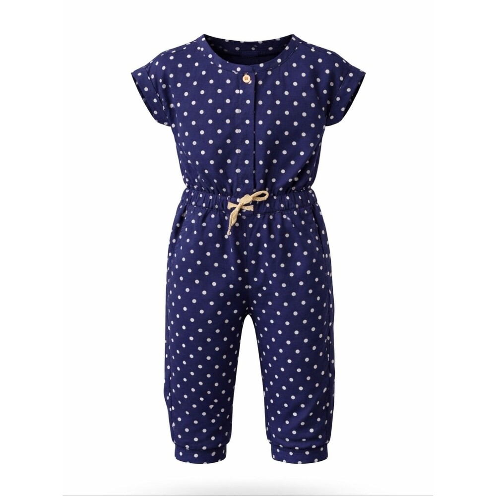 Crewcuts Kids Girls Toddler Navy Blue White Polka Dot Jumpsuit Romper Size 2